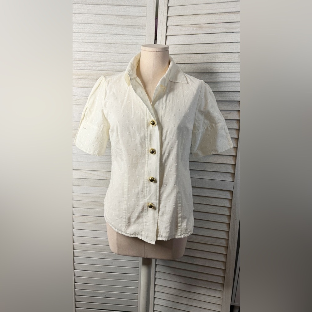 kate spade Cream Short-Sleeve Button-Down Shirt - Picture 2 of 12